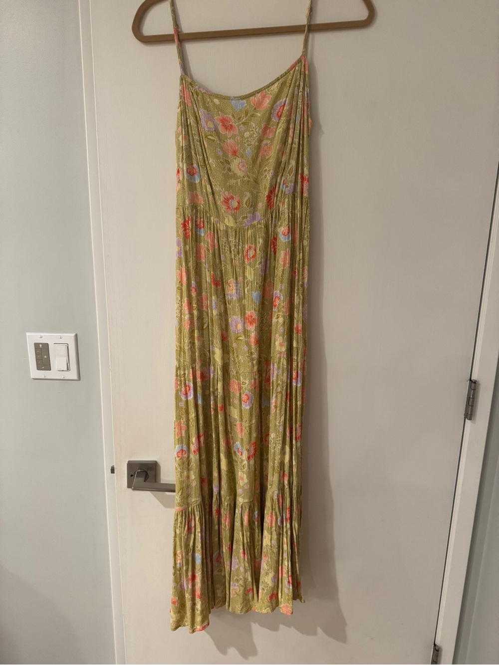 Floral Olive Green Maxi Skirt - Lightweight Pleated Summer Skirt